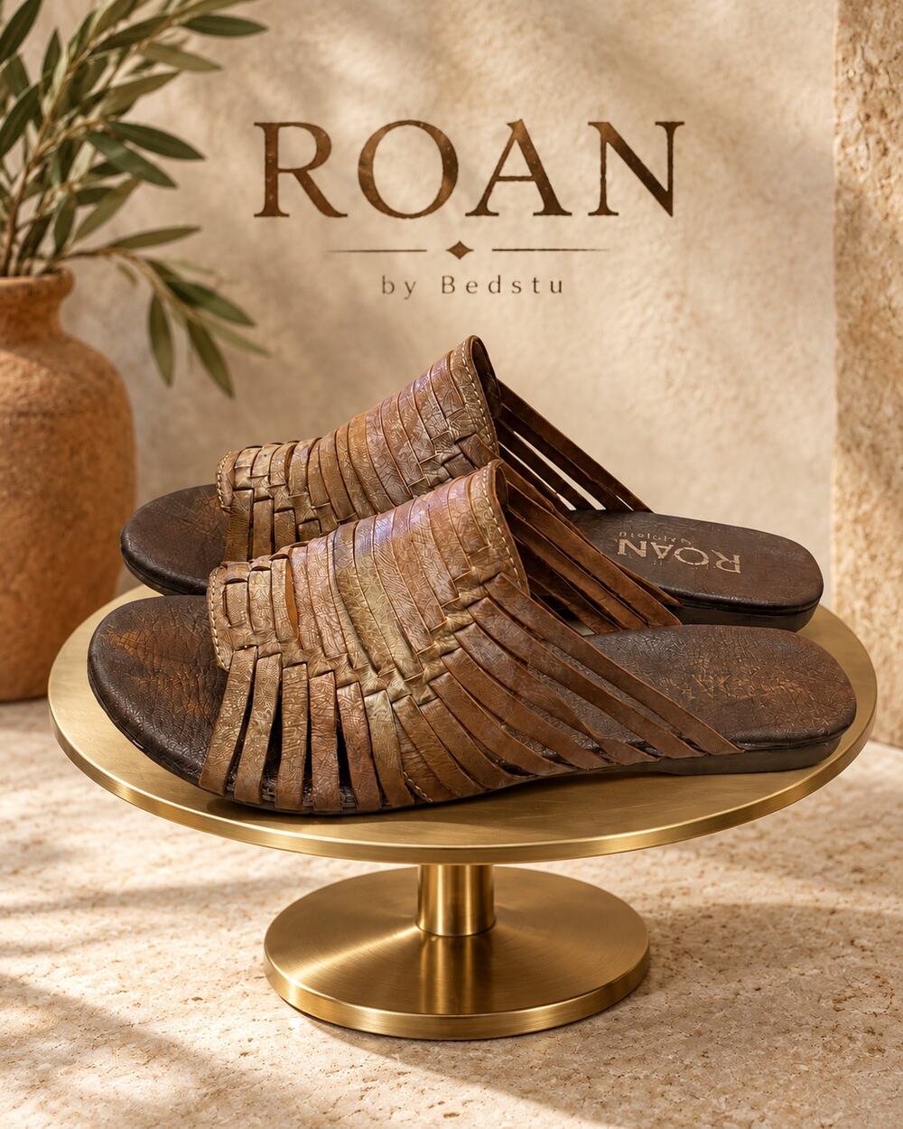 ROAN by Bed Stu Marilee Woven Leather Slide Sandals Women’s 7M Tan Multi